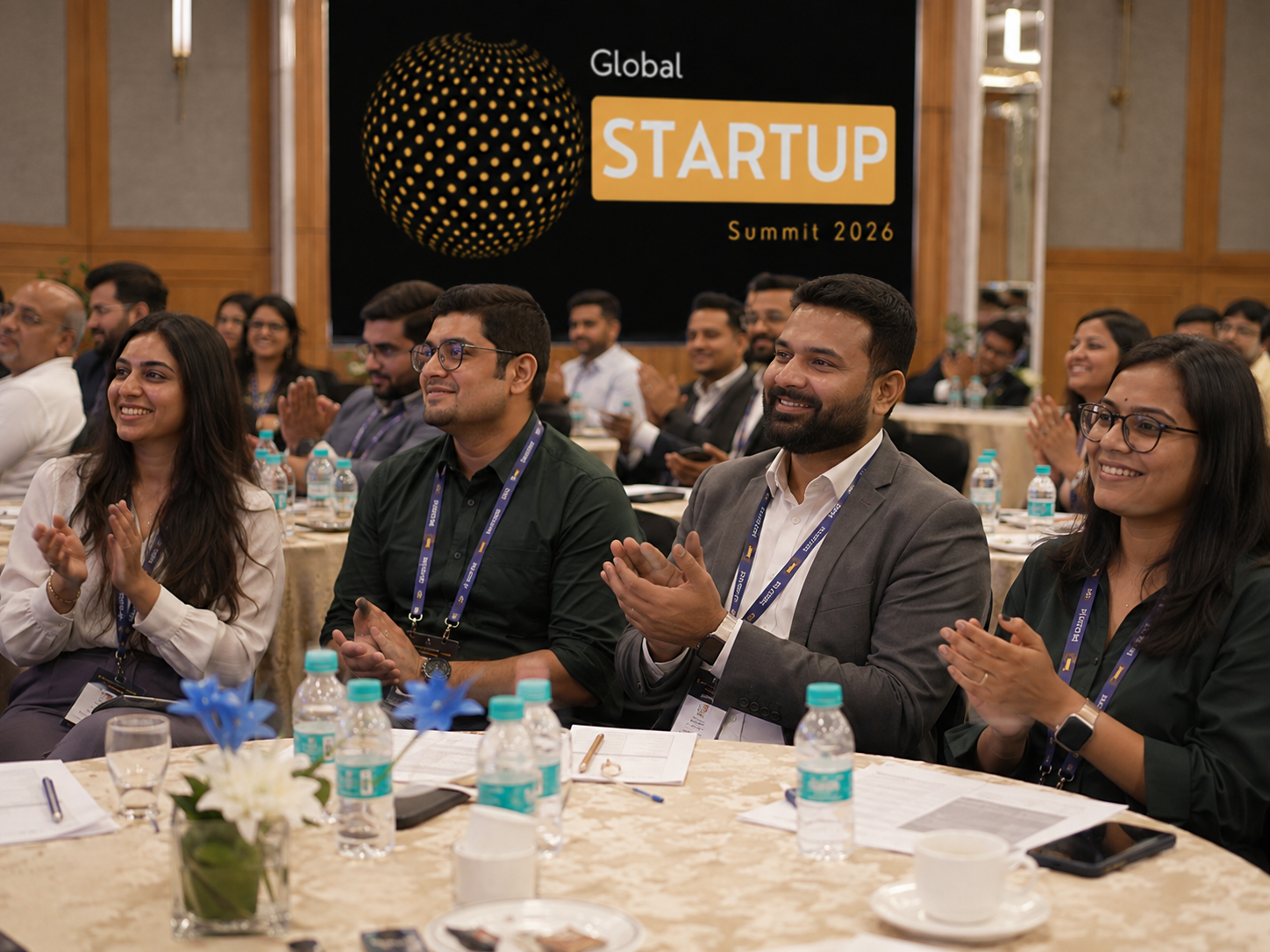 Global Startup Summit attendees applauding together