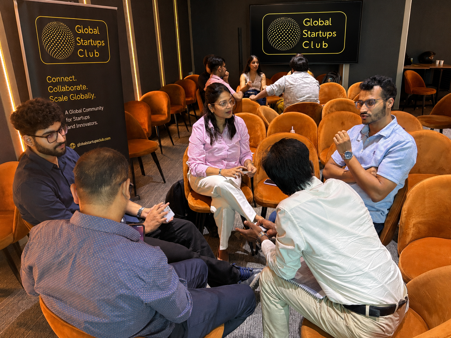 Global Startups Club members in a founder room